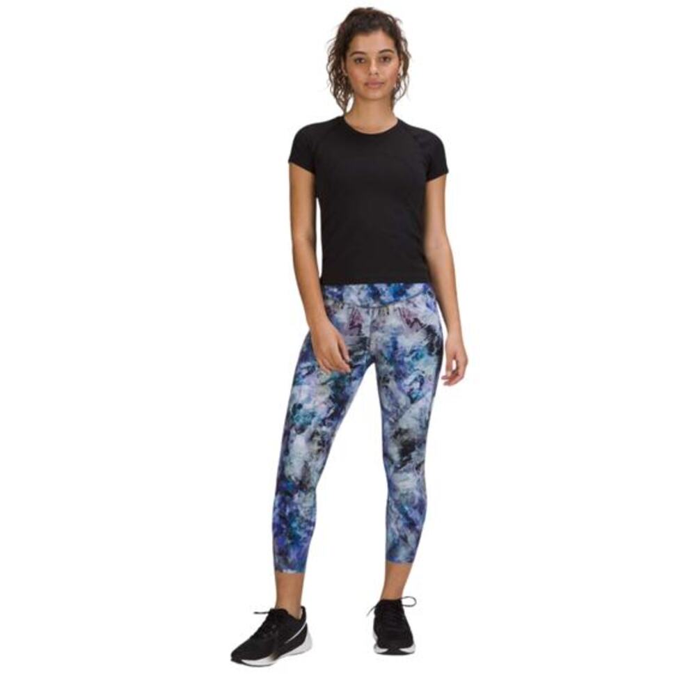 Lululemon Base Pace Crop 2 Blue Marble Nulux High Rise Leggings